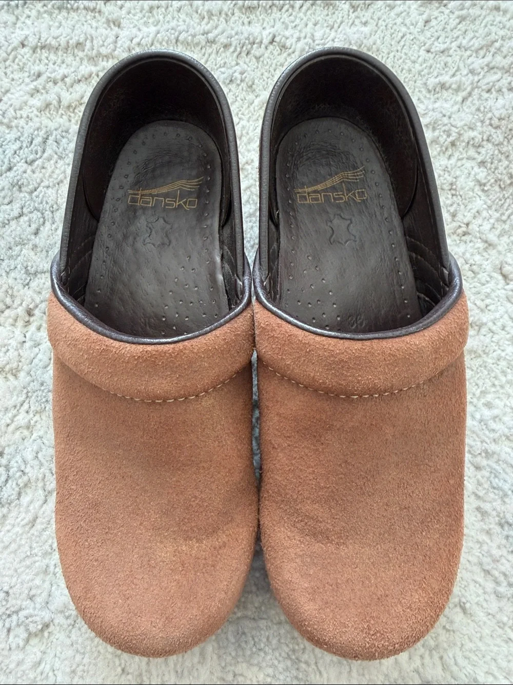 Dansko Women Tan Suede Slip-On Clogs